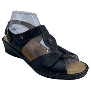 Women's Sz 5.5D FINN Comfort ADANA Sandal Black Leather Made in Germany